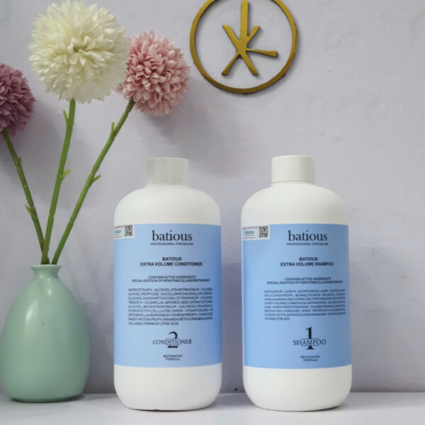 Cặp Dầu gội & Dầu xả Batious phục hồi và tạo độ phồng cho tóc (màu xanh) - dành cho tóc dầu