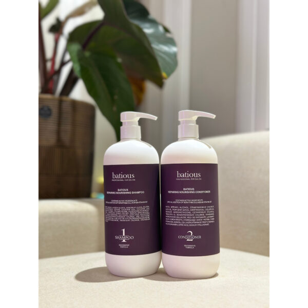 Cặp Dầu gội & Dầu xả Batious phục hồi tóc hư tổn 500ml màu tím