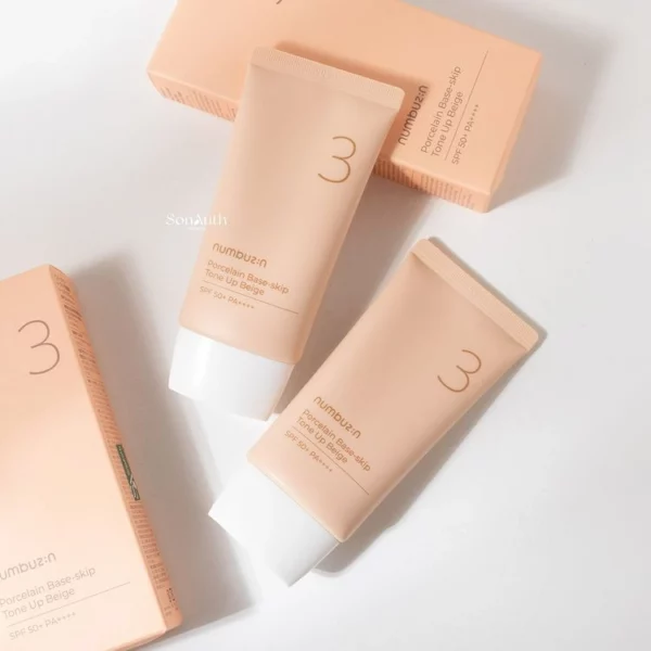 Kem chống nắng  Numbuzin No.3 Porcelain Base-skip Tone Up Beige SPF50