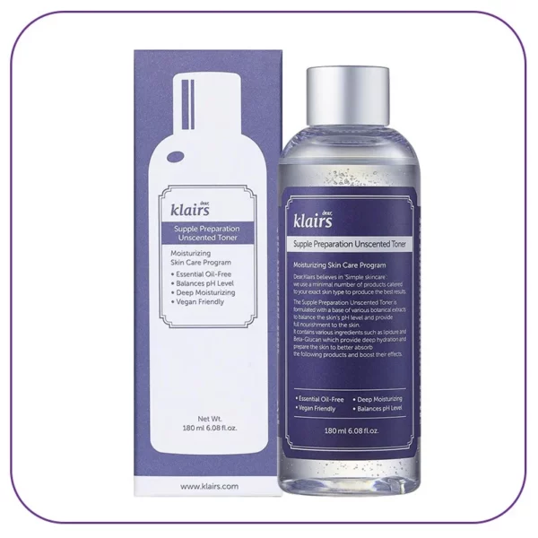 Nước Hoa Hồng Klairs Supple Preparation Unscented Toner Không Mùi 180ml