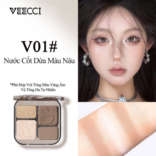 Bảng phấn tạo khối 4 ô Veecci #tone V01
