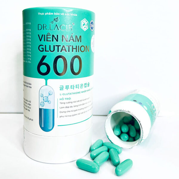 VIÊN UỐNG MỜ NÁM, TÀN NHANG, ĐỒI MỒI, TRẮNG DA GLUTATHIONE 600 DR. LACIR (hộp 30 viên)