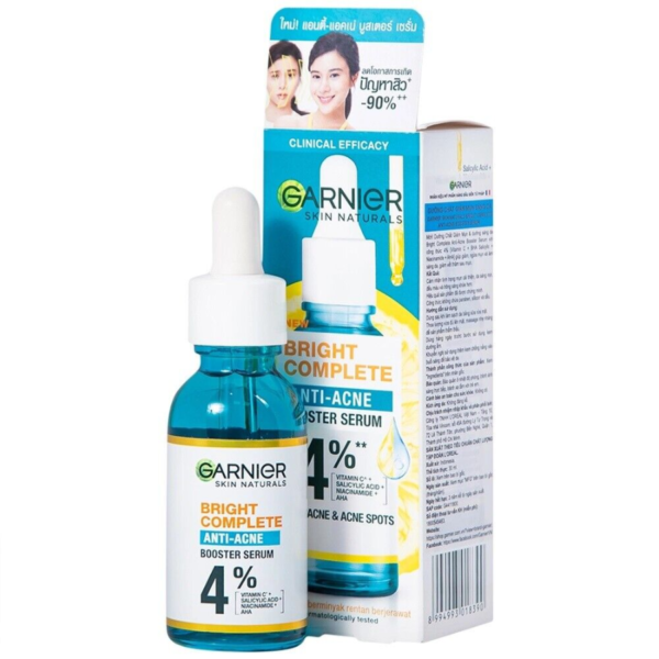 Serum Garnier giảm mụn mờ thâm cho da dầu, mụn 30ml Bright Anti-Acne Booster Serum